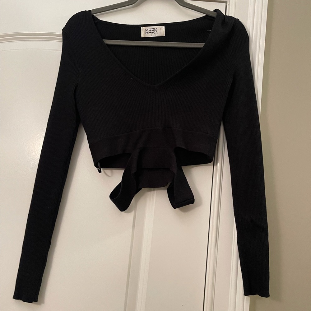 Black v neck sweater with cut outs!